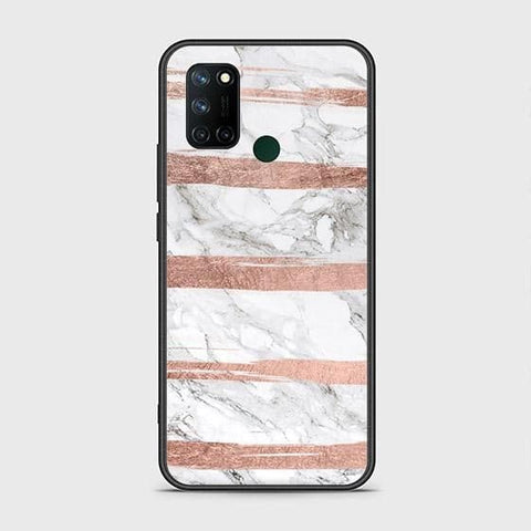 Realme C17 Cover - White Marble Series - HQ Ultra Shine Premium Infinity Glass Soft Silicon Borders Case