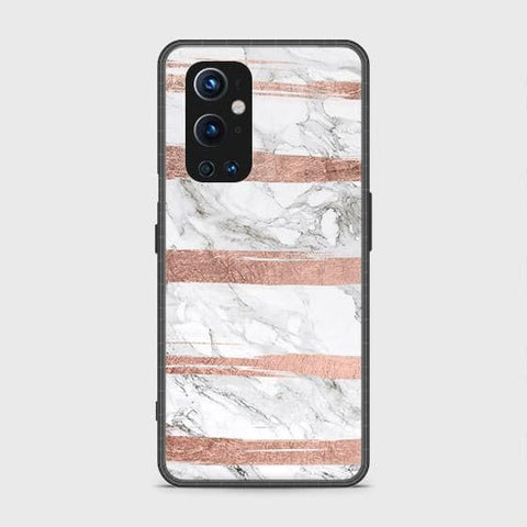 Oneplus 9 Pro Cover - White Marble Series - HQ Ultra Shine Premium Infinity Glass Soft Silicon Borders Case
