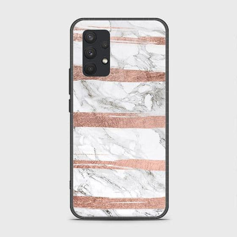 Samsung Galaxy A32 4G Cover - White Marble Series - HQ Ultra Shine Premium Infinity Glass Soft Silicon Borders Case