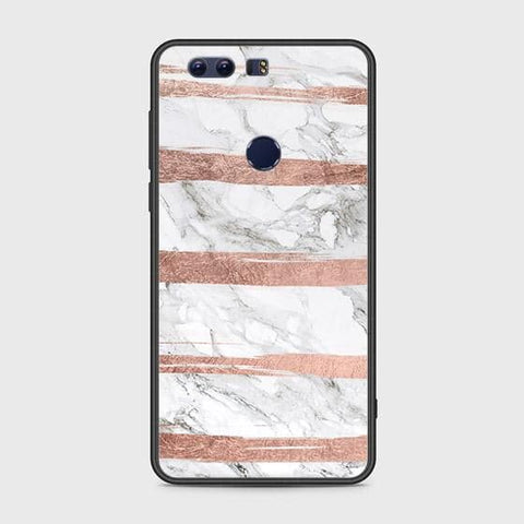 Huawei Honor 8 Cover - White Marble Series - HQ Ultra Shine Premium Infinity Glass Soft Silicon Borders Case