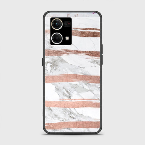 Oppo Reno 8 4G Cover - White Marble Series - HQ Ultra Shine Premium Infinity Glass Soft Silicon Borders Case
