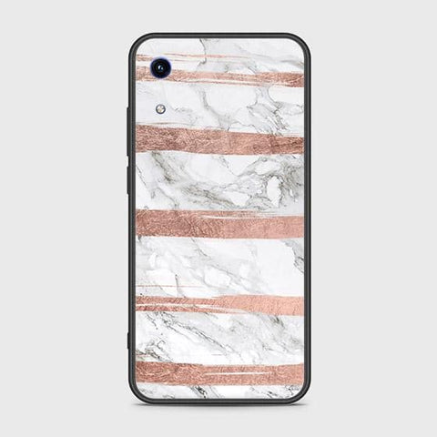 Huawei Honor 8A Cover - White Marble Series - HQ Ultra Shine Premium Infinity Glass Soft Silicon Borders Case