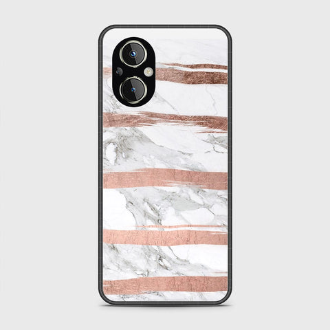 Oppo A96 5G Cover- White Marble Series - HQ Ultra Shine Premium Infinity Glass Soft Silicon Borders Case