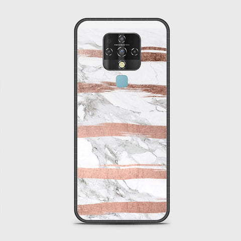 Tecno Camon 16 Cover - White Marble Series - HQ Ultra Shine Premium Infinity Glass Soft Silicon Borders Case