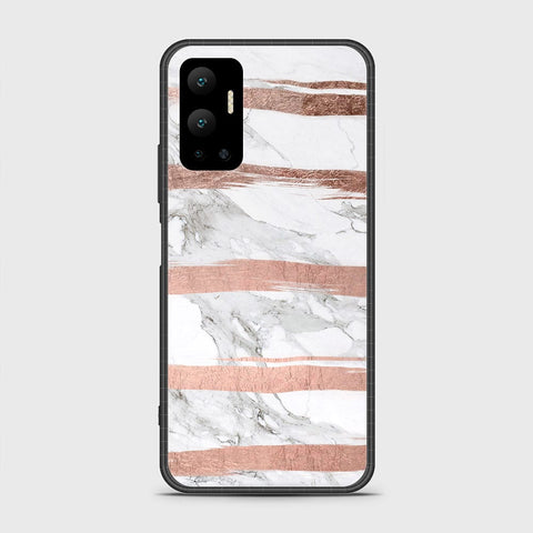 Infinix Hot 12 Cover- White Marble Series - HQ Ultra Shine Premium Infinity Glass Soft Silicon Borders Case