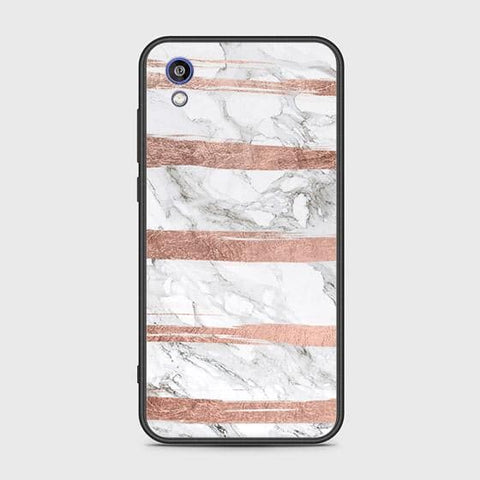 Huawei Y5 2019 Cover - White Marble Series - HQ Ultra Shine Premium Infinity Glass Soft Silicon Borders Case