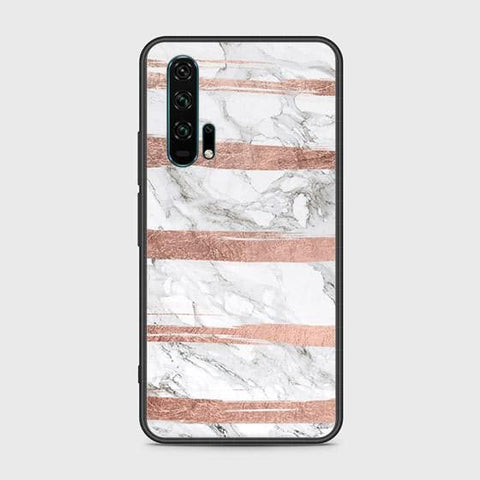 Honor 20 Pro Cover - White Marble Series - HQ Ultra Shine Premium Infinity Glass Soft Silicon Borders Case