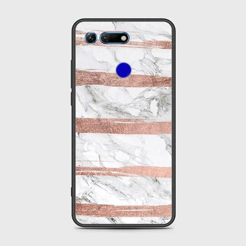 Huawei Honor View 20 Cover - White Marble Series - HQ Ultra Shine Premium Infinity Glass Soft Silicon Borders Case
