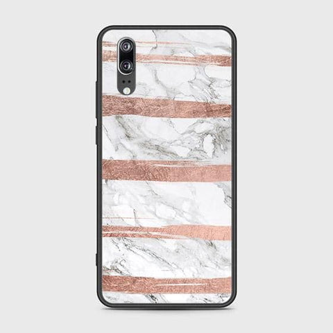 Huawei P20 Cover - White Marble Series - HQ Ultra Shine Premium Infinity Glass Soft Silicon Borders Case