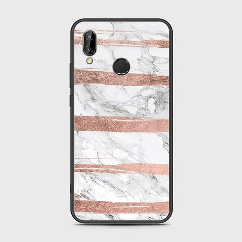 Huawei P20 Lite 2019 Cover - White Marble Series - HQ Ultra Shine Premium Infinity Glass Soft Silicon Borders Case