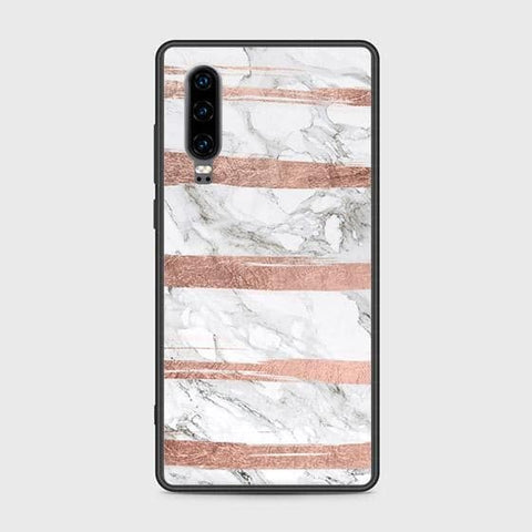 Huawei P30 Cover - White Marble Series - HQ Ultra Shine Premium Infinity Glass Soft Silicon Borders Case