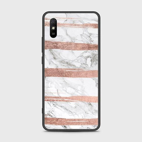 Xiaomi Redmi 9i Cover - White Marble Series - HQ Ultra Shine Premium Infinity Glass Soft Silicon Borders Case