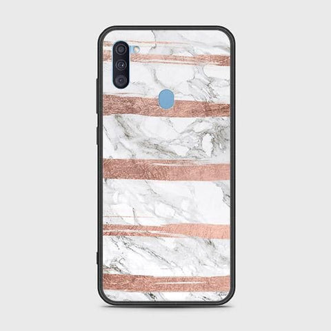 Samsung Galaxy M11 Cover - White Marble Series - HQ Ultra Shine Premium Infinity Glass Soft Silicon Borders Case