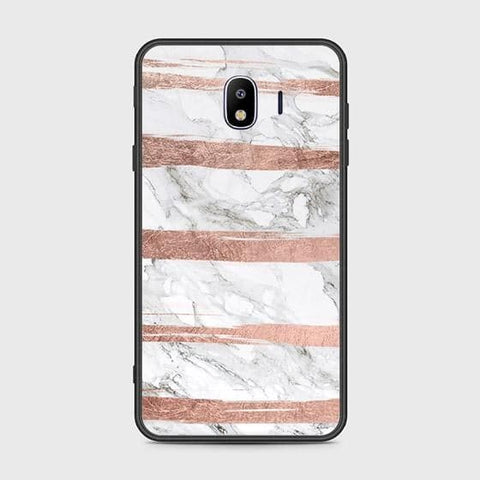 Samsung Galaxy J4 2018 Cover - White Marble Series - HQ Ultra Shine Premium Infinity Glass Soft Silicon Borders Case