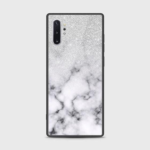 Samsung Galaxy Note 10 Plus Cover - White Marble Series - HQ Ultra Shine Premium Infinity Glass Soft Silicon Borders Case