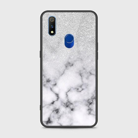 Realme 3 Pro Cover - White Marble Series - HQ Ultra Shine Premium Infinity Glass Soft Silicon Borders Case