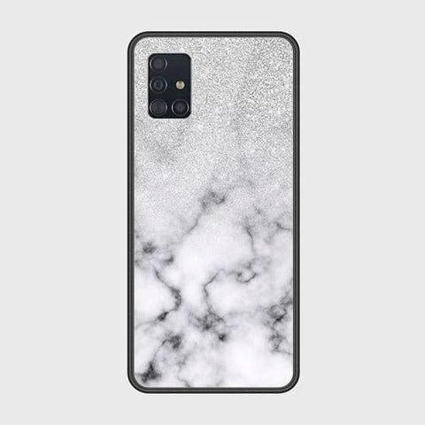 Samsung Galaxy A51 Cover - White Marble Series - HQ Ultra Shine Premium Infinity Glass Soft Silicon Borders Case