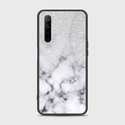 Realme 6 Cover - White Marble Series - HQ Ultra Shine Premium Infinity Glass Soft Silicon Borders Case