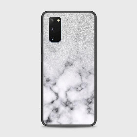 Samsung Galaxy S20 Cover - White Marble Series - HQ Ultra Shine Premium Infinity Glass Soft Silicon Borders Case