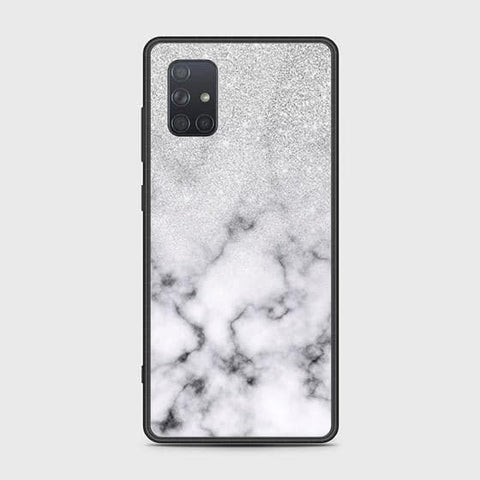 Samsung Galaxy A71 Cover - White Marble Series - HQ Ultra Shine Premium Infinity Glass Soft Silicon Borders Case