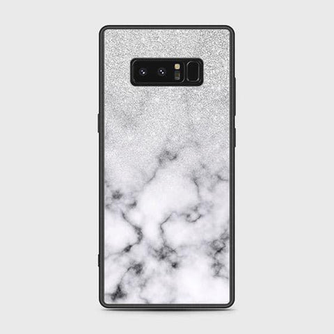 Samsung Galaxy Note 8 Cover - White Marble Series - HQ Ultra Shine Premium Infinity Glass Soft Silicon Borders Case