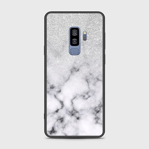 Samsung Galaxy S9 Plus Cover - White Marble Series - HQ Ultra Shine Premium Infinity Glass Soft Silicon Borders Case