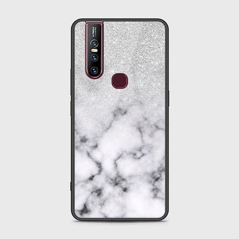 Vivo V15 Cover - White Marble Series - HQ Ultra Shine Premium Infinity Glass Soft Silicon Borders Case