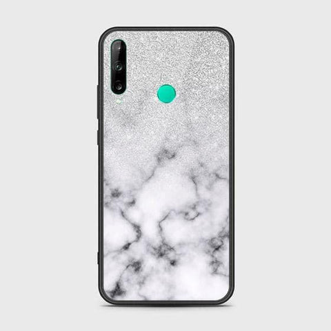 Huawei Y7P Cover - White Marble Series - HQ Ultra Shine Premium Infinity Glass Soft Silicon Borders Case