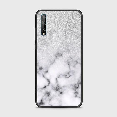 Huawei Y8p Cover - White Marble Series - HQ Ultra Shine Premium Infinity Glass Soft Silicon Borders Case