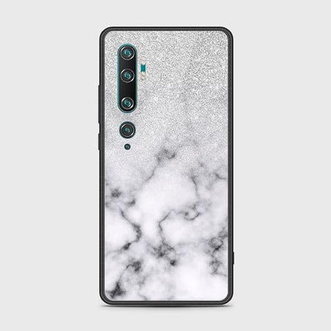 Xiaomi Mi Note 10 Cover - White Marble Series - HQ Ultra Shine Premium Infinity Glass Soft Silicon Borders Case