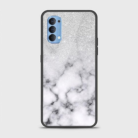 Oppo Reno 4 Cover - White Marble Series - HQ Ultra Shine Premium Infinity Glass Soft Silicon Borders Case