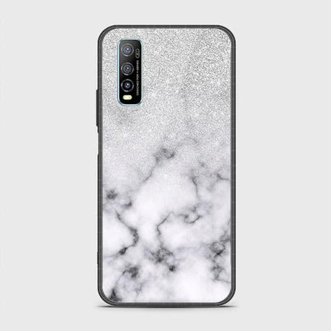 Vivo Y70s Cover - White Marble Series - HQ Ultra Shine Premium Infinity Glass Soft Silicon Borders Case