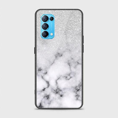 Oppo Reno 5 5G Cover - White Marble Series - HQ Ultra Shine Premium Infinity Glass Soft Silicon Borders Case