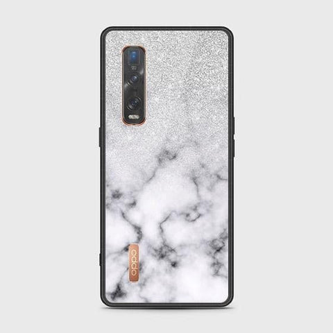 Oppo Find X2 Pro Cover - White Marble Series - HQ Ultra Shine Premium Infinity Glass Soft Silicon Borders Case