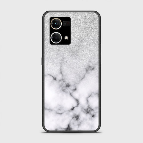 Oppo Reno 8 4G Cover - White Marble Series - HQ Ultra Shine Premium Infinity Glass Soft Silicon Borders Case