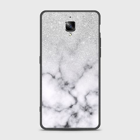 OnePlus 3 Cover- White Marble Series - HQ Ultra Shine Premium Infinity Glass Soft Silicon Borders Case