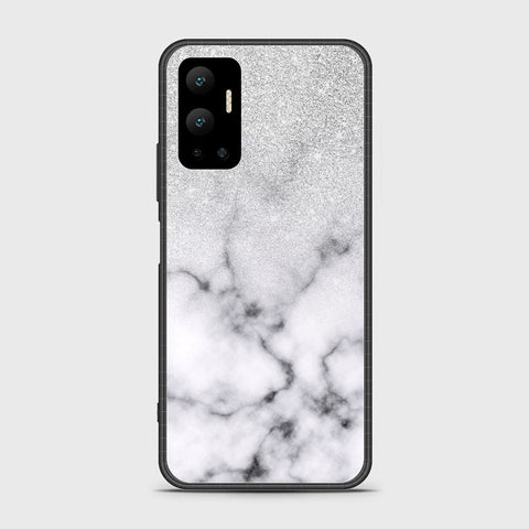 Infinix Hot 12 Cover- White Marble Series - HQ Ultra Shine Premium Infinity Glass Soft Silicon Borders Case