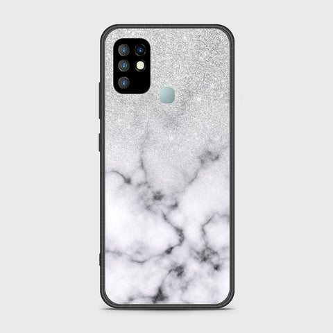 Infinix Hot 10 Cover- White Marble Series - HQ Ultra Shine Premium Infinity Glass Soft Silicon Borders Case