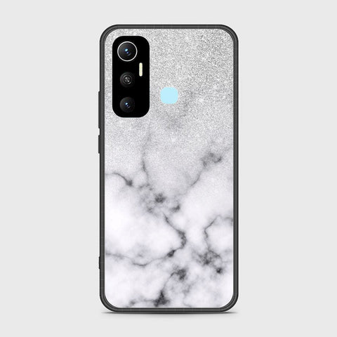 Infinix Hot 11 Cover- White Marble Series - HQ Ultra Shine Premium Infinity Glass Soft Silicon Borders Case