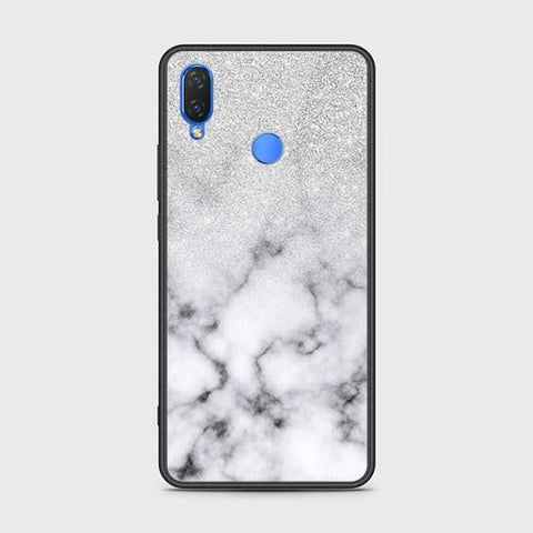 Huawei Y6s 2019 Cover - White Marble Series - HQ Ultra Shine Premium Infinity Glass Soft Silicon Borders Case