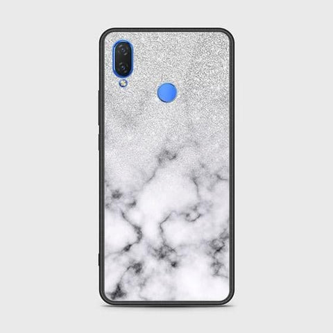 Huawei Y9 2019 Cover - White Marble Series - HQ Ultra Shine Premium Infinity Glass Soft Silicon Borders Case