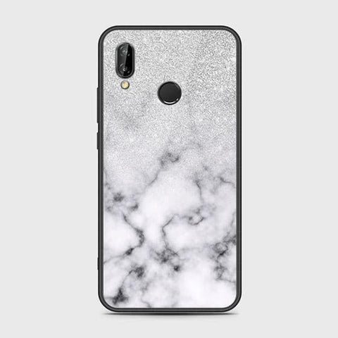 Huawei P20 Lite 2019 Cover - White Marble Series - HQ Ultra Shine Premium Infinity Glass Soft Silicon Borders Case