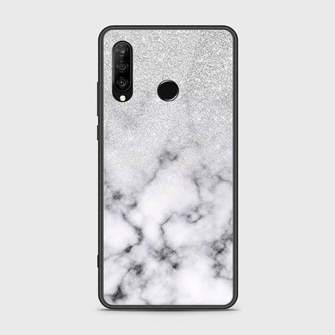 Huawei P30 lite Cover - White Marble Series - HQ Ultra Shine Premium Infinity Glass Soft Silicon Borders Case