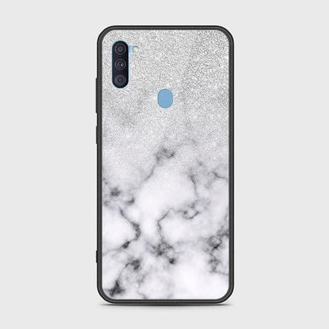 Samsung Galaxy M11 Cover - White Marble Series - HQ Ultra Shine Premium Infinity Glass Soft Silicon Borders Case