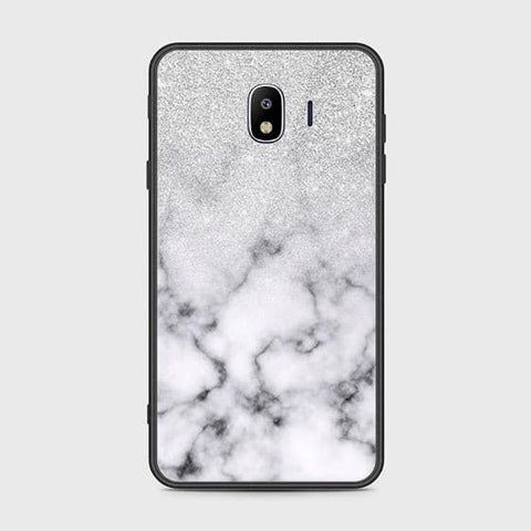 Samsung Galaxy J4 2018 Cover - White Marble Series - HQ Ultra Shine Premium Infinity Glass Soft Silicon Borders Case