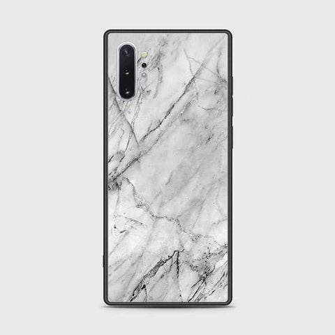 Samsung Galaxy Note 10 Plus Cover - White Marble Series - HQ Ultra Shine Premium Infinity Glass Soft Silicon Borders Case