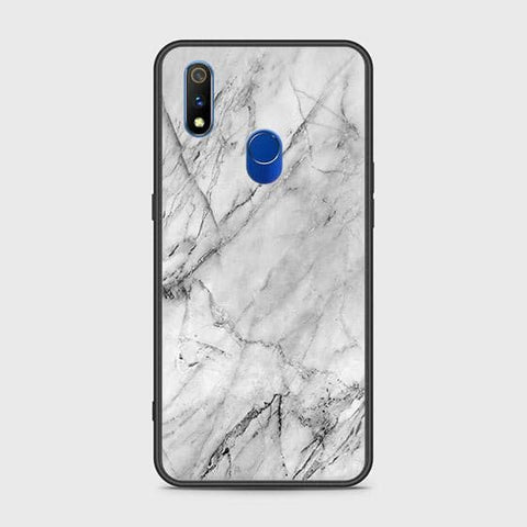 Realme 3 Pro Cover - White Marble Series - HQ Ultra Shine Premium Infinity Glass Soft Silicon Borders Case