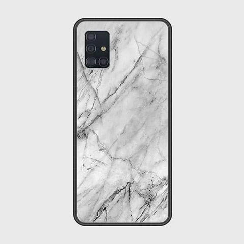Samsung Galaxy A51 Cover - White Marble Series - HQ Ultra Shine Premium Infinity Glass Soft Silicon Borders Case