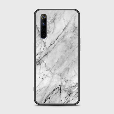 Realme 6 Cover - White Marble Series - HQ Ultra Shine Premium Infinity Glass Soft Silicon Borders Case