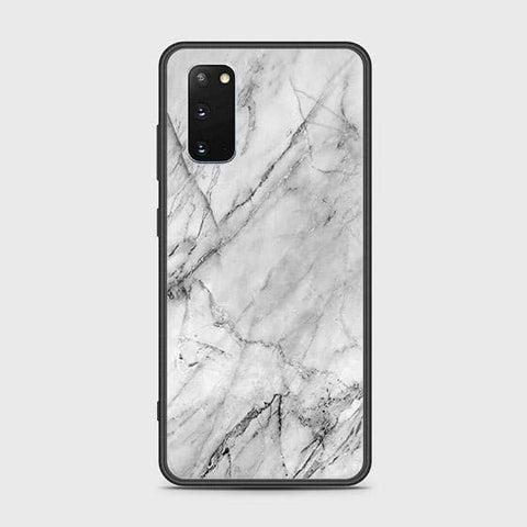 Samsung Galaxy S20 Cover - White Marble Series - HQ Ultra Shine Premium Infinity Glass Soft Silicon Borders Case